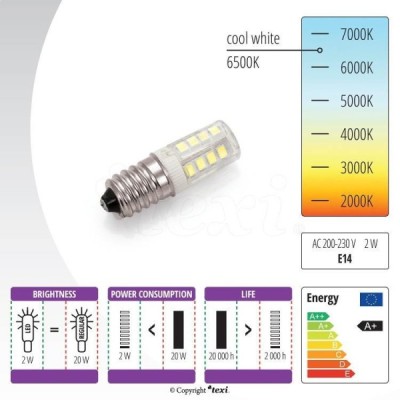TEXI LED E14 Lampka LED do maszyn domowych - 230 V, 2 W | Sklep Techmasz