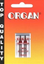 IGŁY PODWÓJNE ORGAN 130/705H TWIN STRETCH 75 ROZSTAW 2,5MM PÓŁPŁASKIE DO DZIANIN