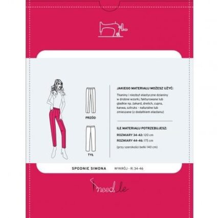 Wykrój na spodnie damskie typu cygaretki Simona