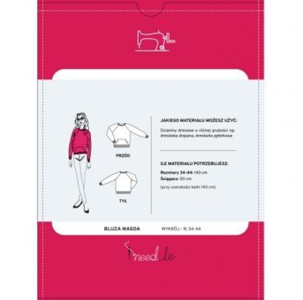 Wykrój na bluzę damską z rękawem raglanowym Magda