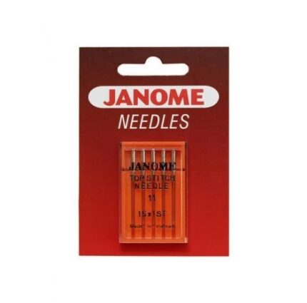 Igły Janome do tkanin 5 x 75 ściegi dekoracyjne duże oczko