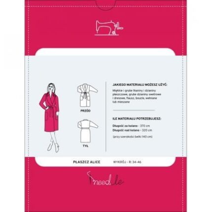 Wykrój na prosty płaszcz damski ALICE iNEEDle
